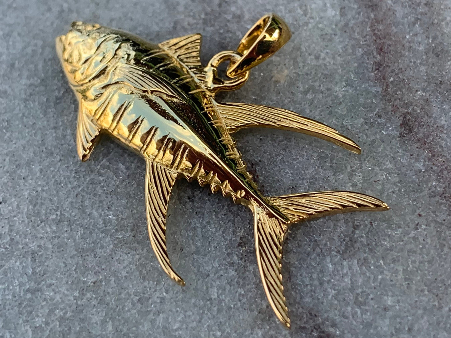 Ahi Tuna Fish Necklace Pendant Necklace. Fisherman Gift. 18k Gold Vermeil.