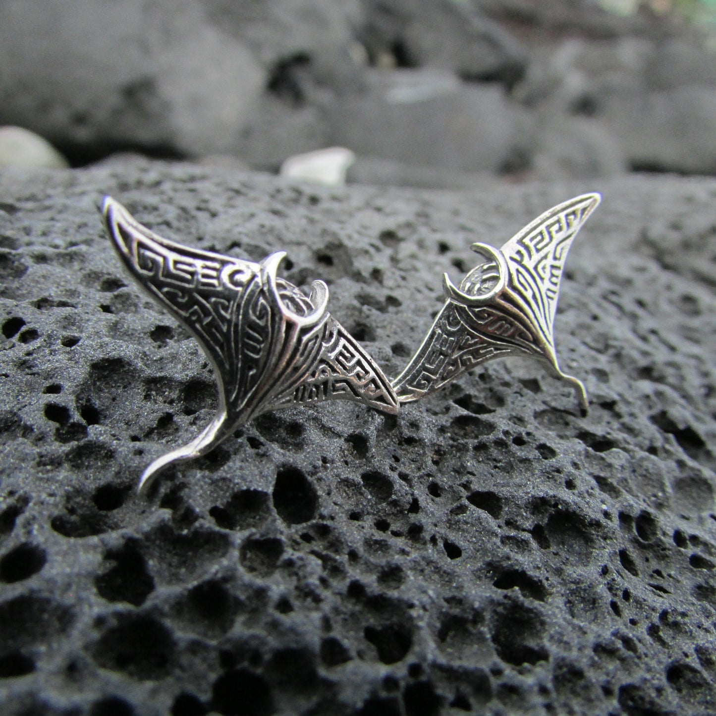 Manta Ray Earrings Studs | Sterling Silver | Ocean | Beach | Gift | Jewelry | Handmade | Unique