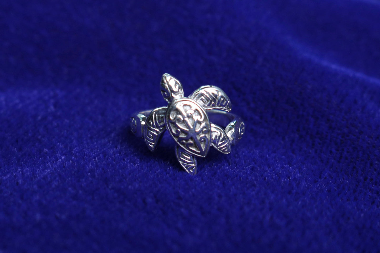 Turtle Ring Tribal Polynesian Hawaiian Tattoo Design Honu. Sterling Silver.