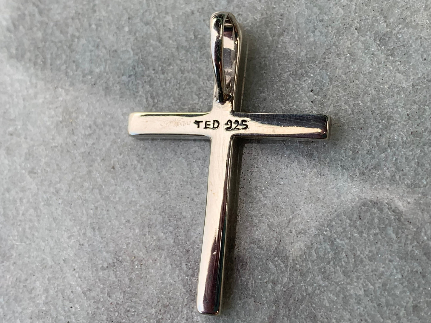 Cross Necklace Pendant. Sterling Silver, Hawaiian Koa Wood.