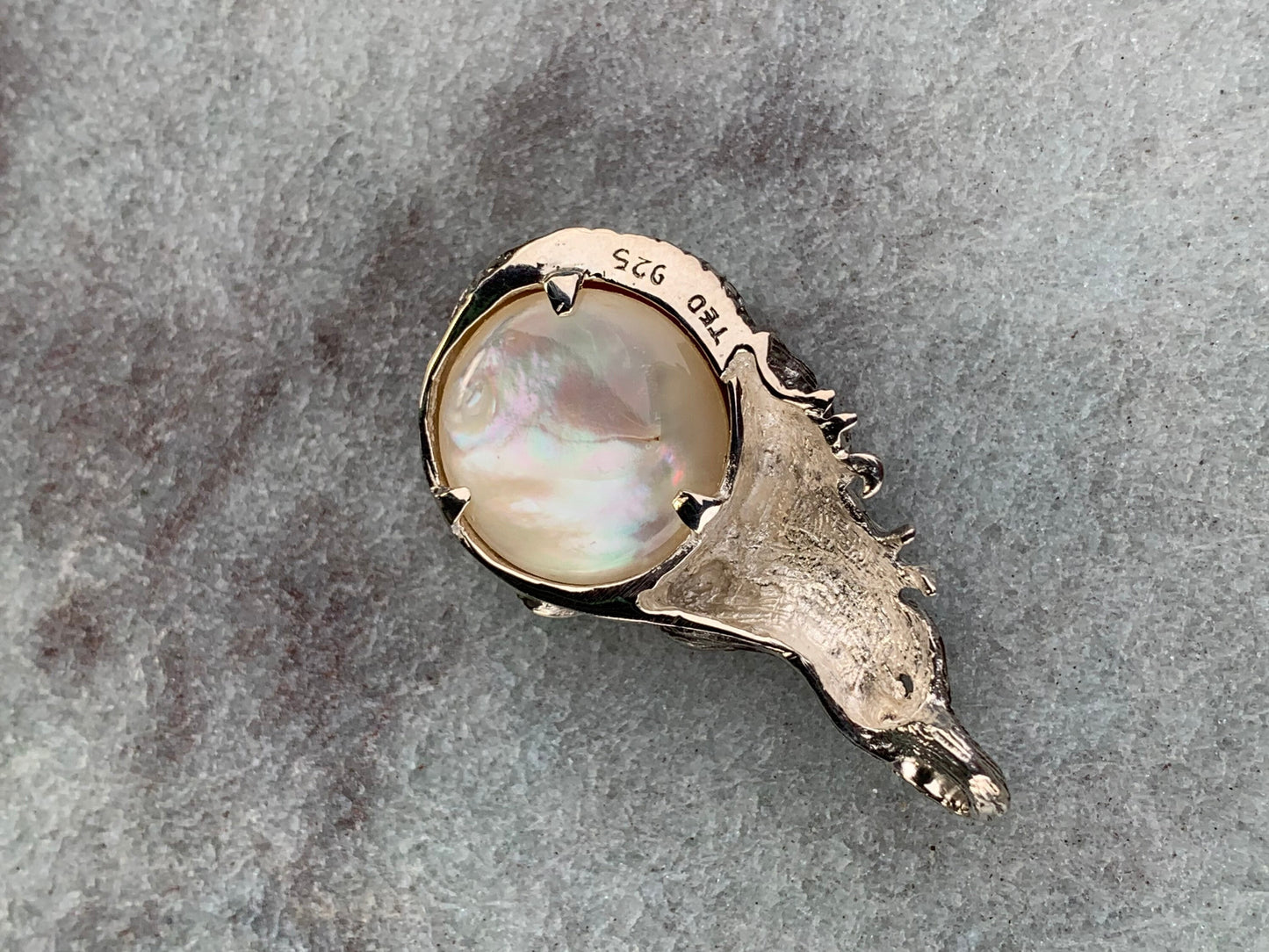 Mermaid White Pearl Mabe Silver Pendant Necklace