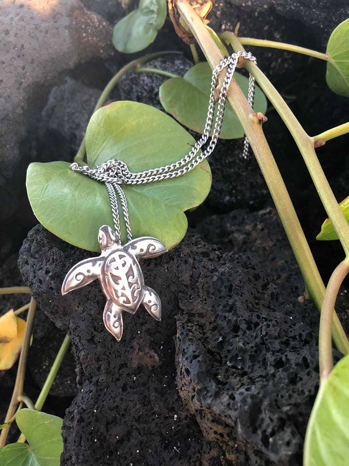 Sea Turtle Necklace Pendant | Sterling Silver | Ocean | Beach | Gift | Jewelry | Handmade | Unique