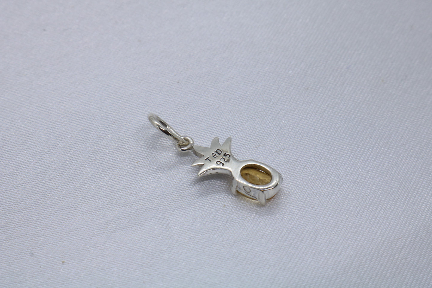 Pineapple charm citrine necklace pendant. Sterling silver.
