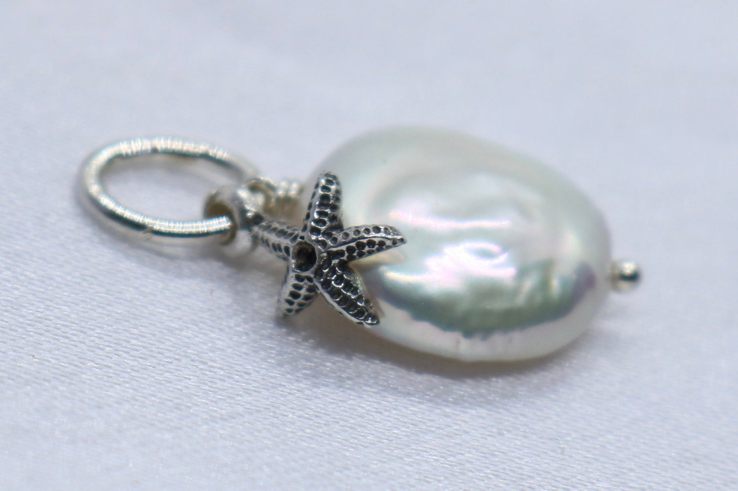 Starfish Pearl Charm Coin Silver Pendant Necklace