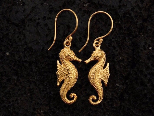18K Gold Vermeil Seahorse Earrings.
