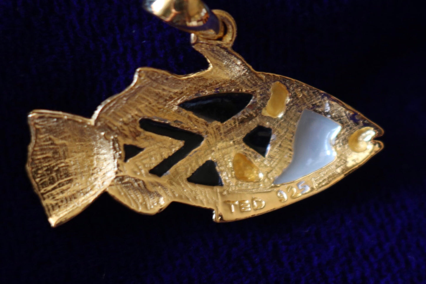 Humuhumunukunukuapua’a (Trigger Fish) Hawaiian State Fish Necklace Pendant. 18k Gold Vermeil, Silver, Mother of Pearl.