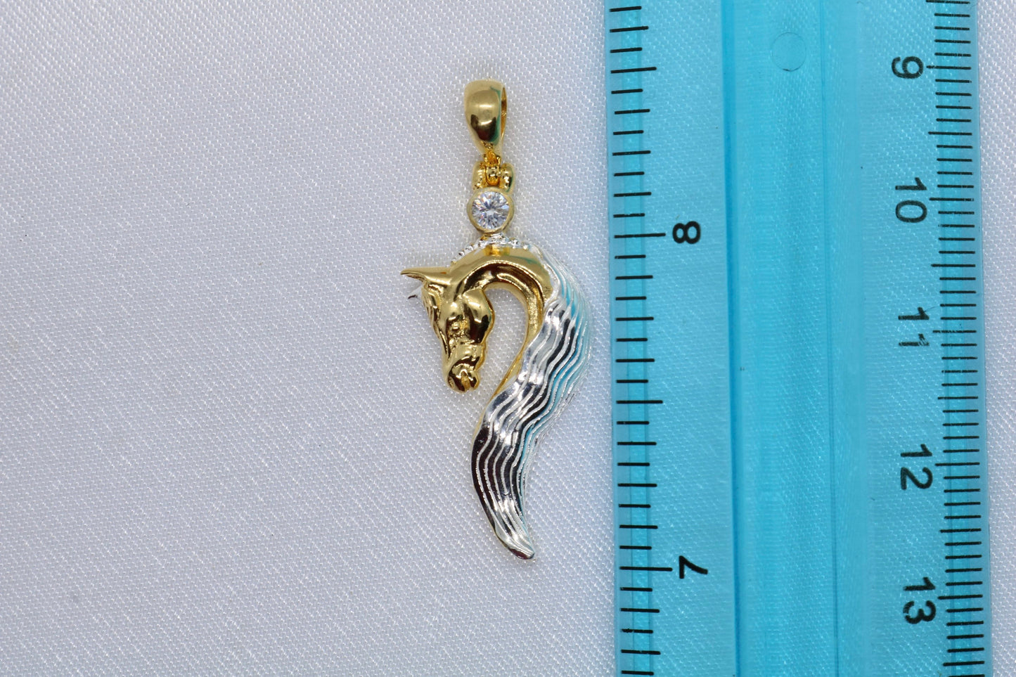 Horse Necklace Pendant. 3mm Diamond, or Zircon, 18K Gold Vermeil, Silver.