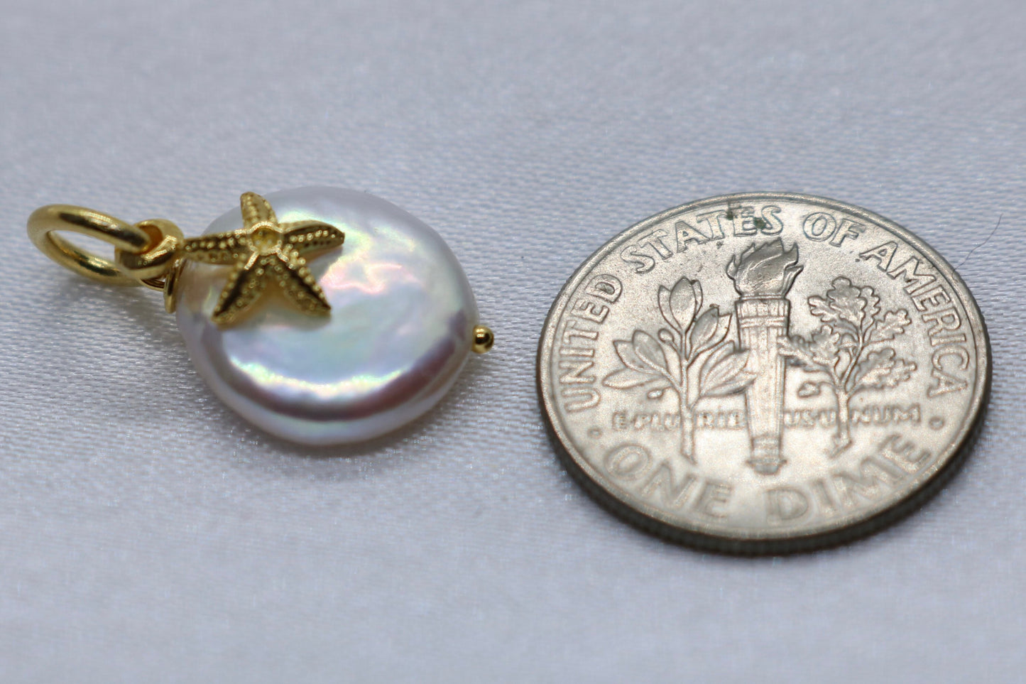 Starfish Pearl Charm Coin 18k Vermeil Gold Pendant Necklace
