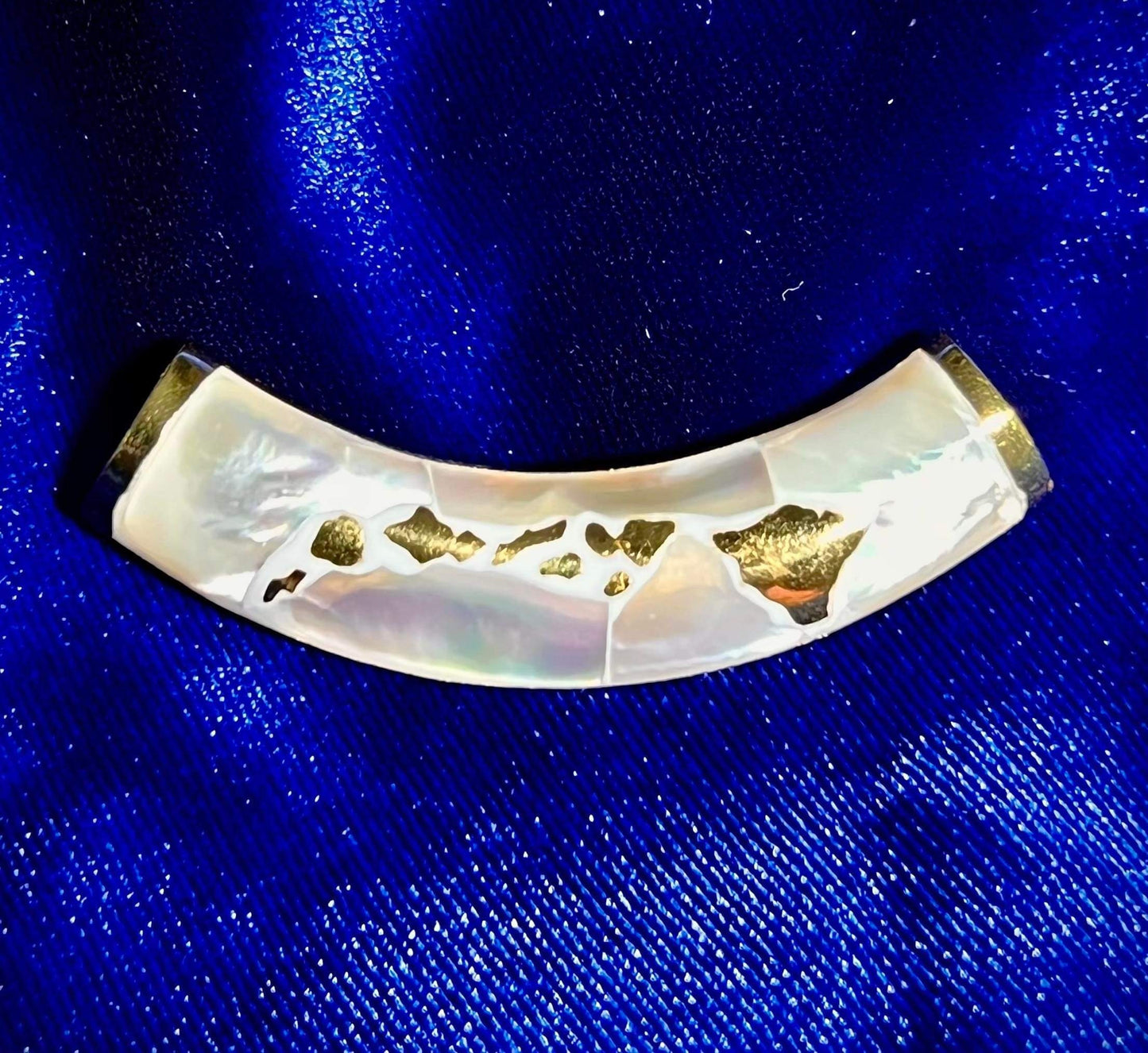 Hawaiian Islands Slider Bar Pendant Necklace. Gold Vermeil, Mother of Pearl.
