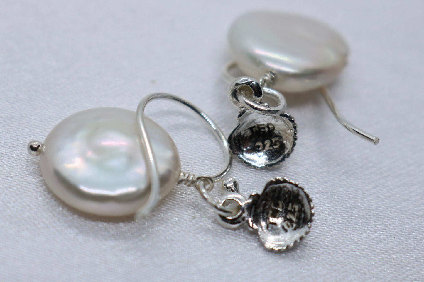 Sea Shell Pearl Silver Earrings Jewelry