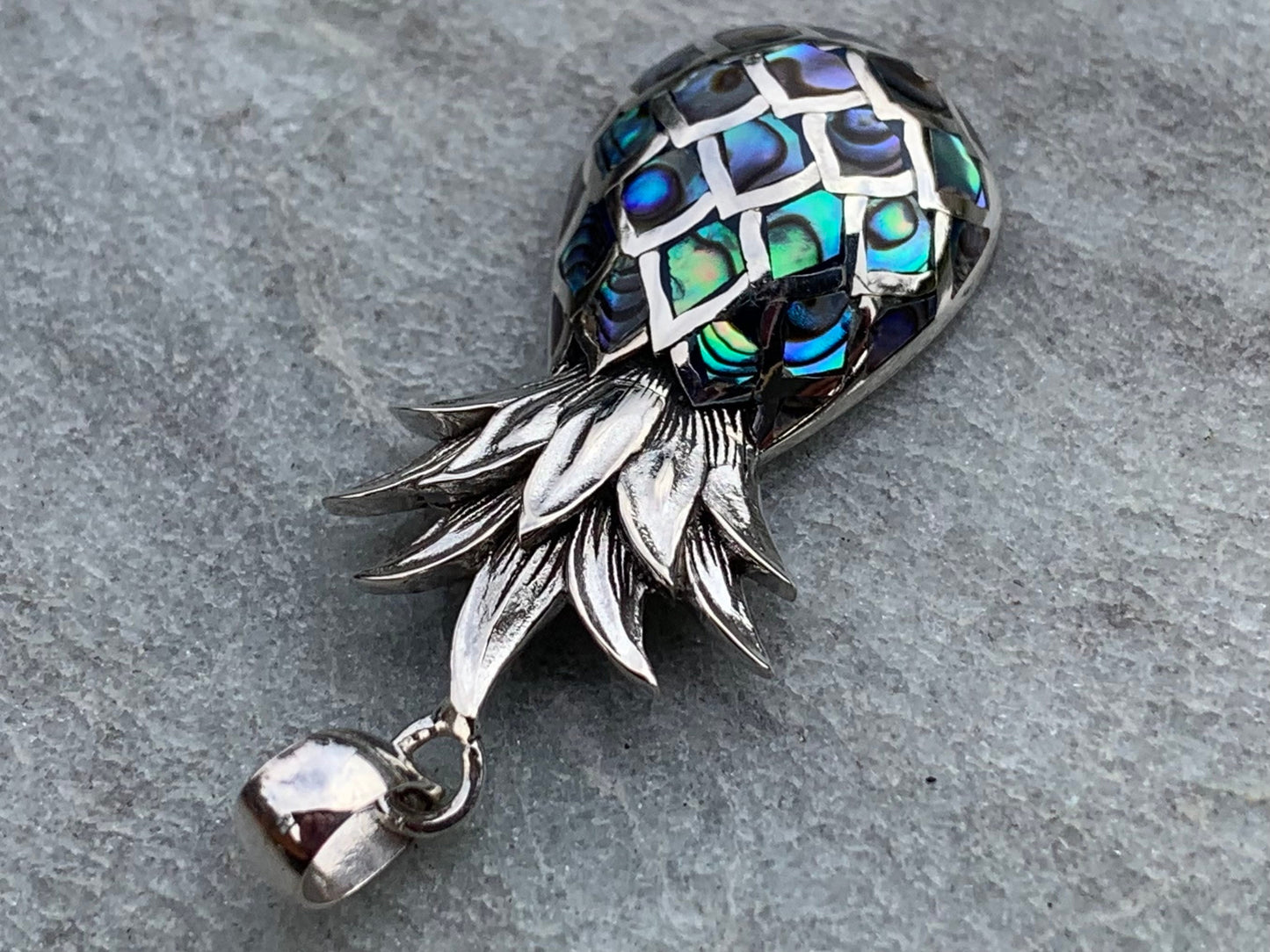 Pineapple Pendant Necklace | Paua Abalone Shell | Sterling Silver | Ocean | Beach | Gift | Jewelry | Handmade | Unique