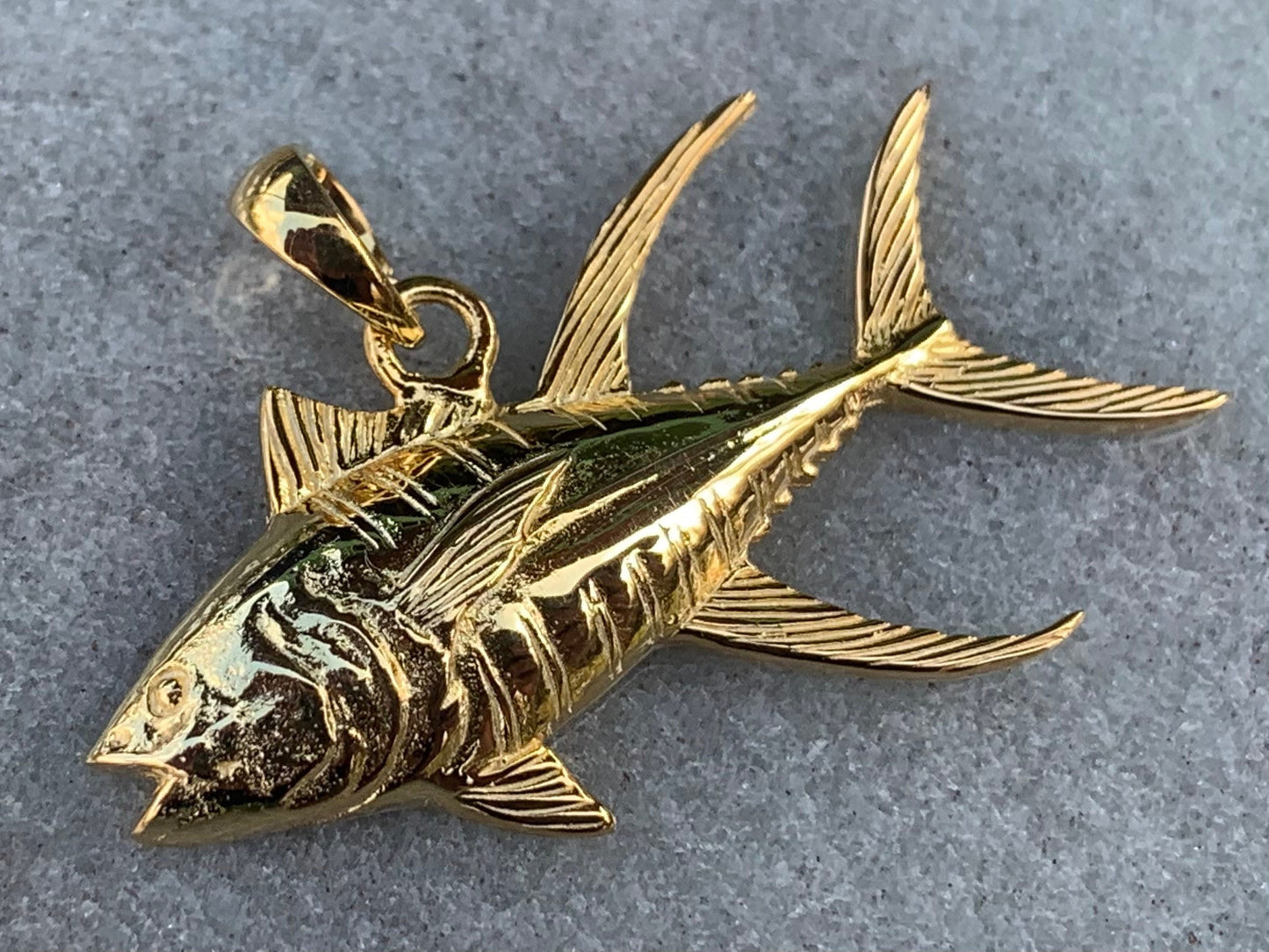 Ahi Tuna Fish Necklace Pendant Necklace. Fisherman Gift. 18k Gold Vermeil.