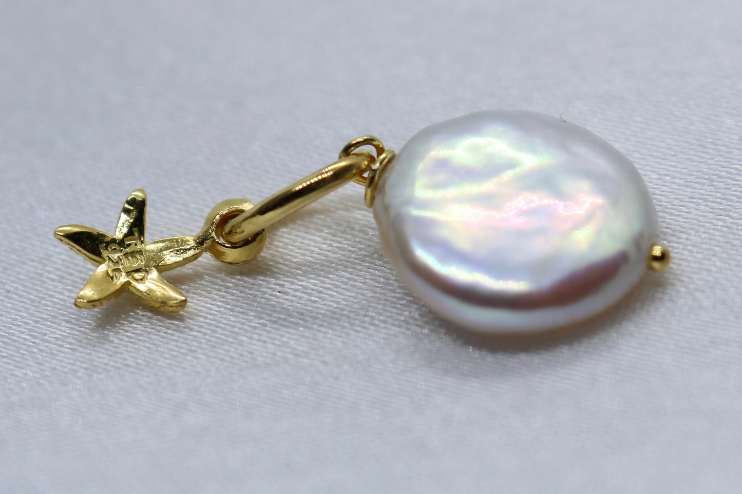 Starfish Pearl Charm Coin 18k Vermeil Gold Pendant Necklace