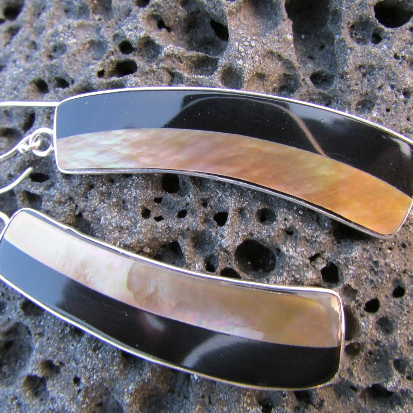 Zen Earrings | Black Ouster Shell | Sterling Silver | Gift | Jewelry | Handmade | Unique
