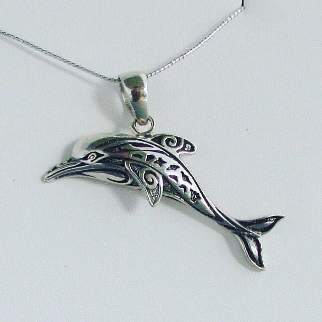 Dolphin Necklace Pendant | Sterling Silver | Ocean | Beach | Gift | Jewelry | Handmade | Unique