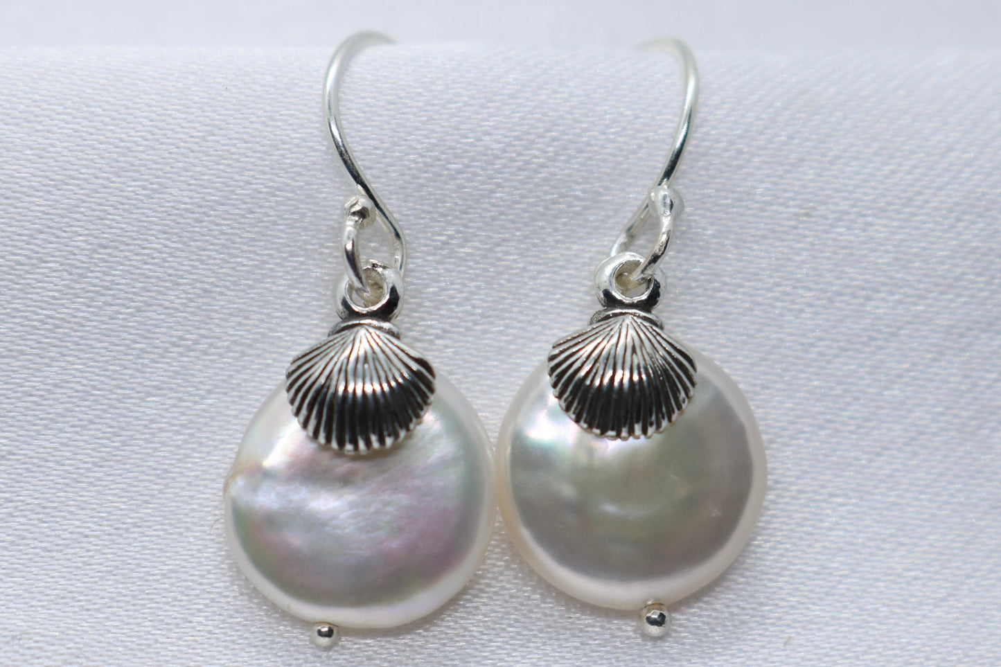 Sea Shell Pearl Silver Earrings Jewelry
