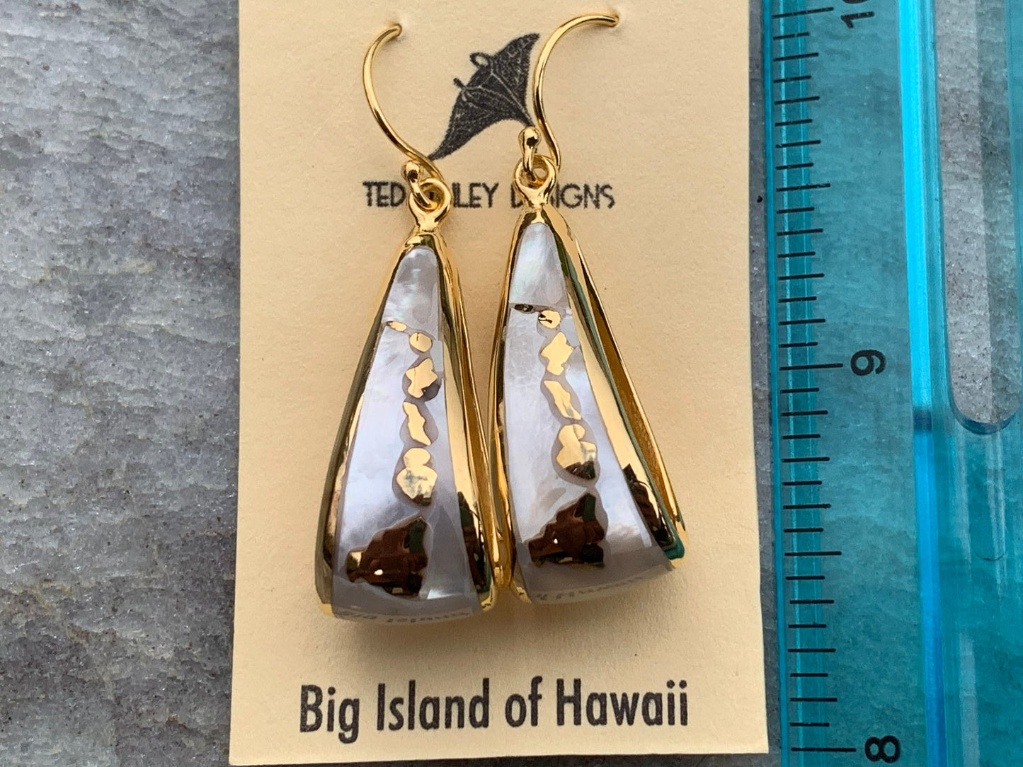 Hawaiian islands hoop earrings. Oahu, Maui, Kauai and Big Island. 18K Gold Vermeil.