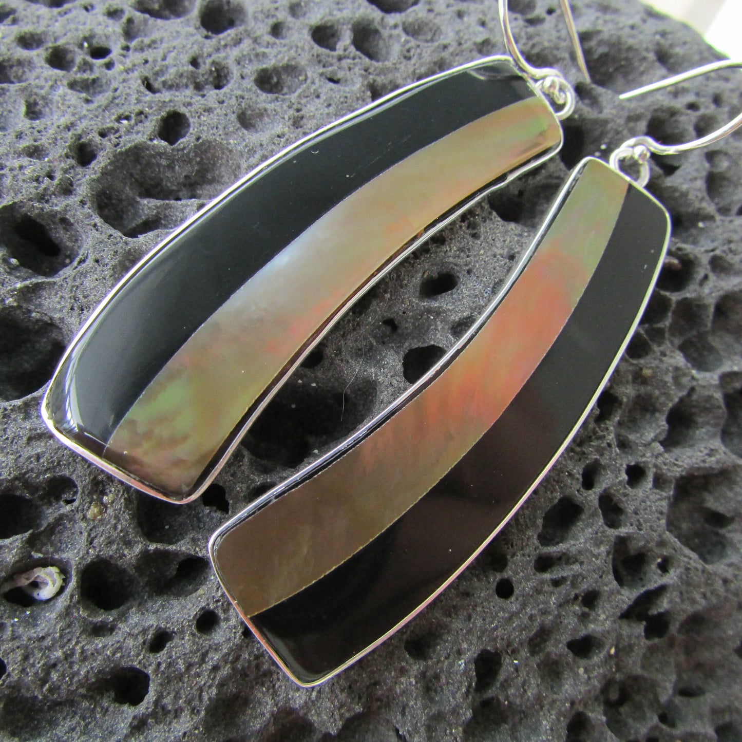 Zen Earrings | Black Ouster Shell | Sterling Silver | Gift | Jewelry | Handmade | Unique