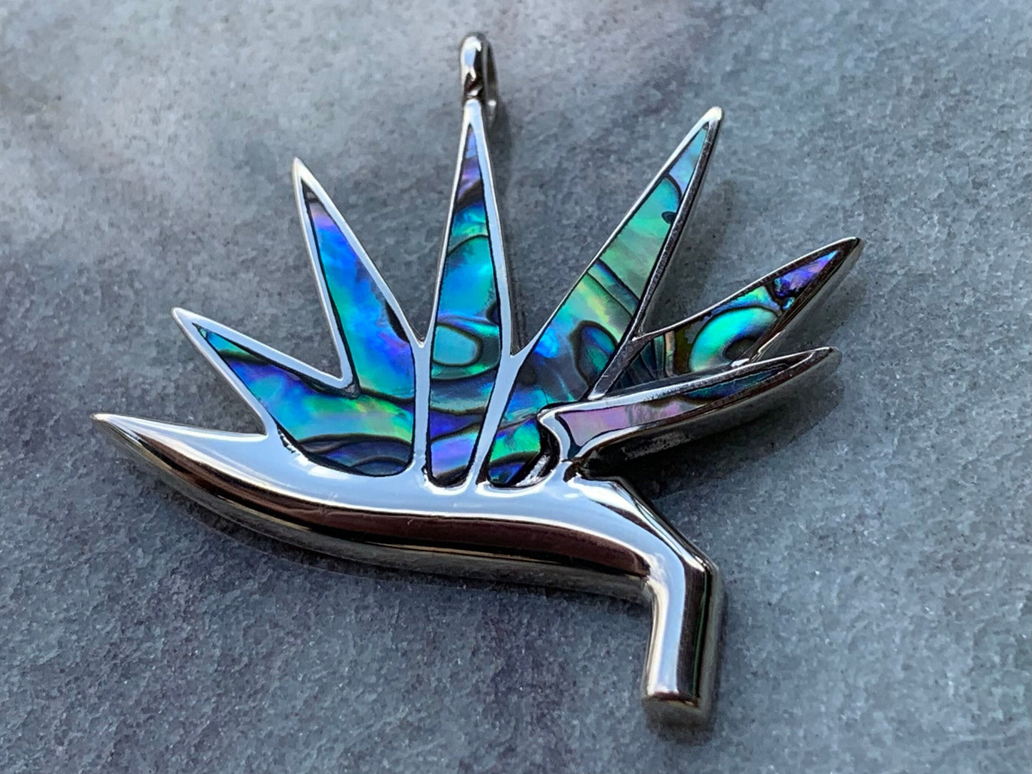 Bird of Paradise Flower Sterling Silver Necklace Pendant