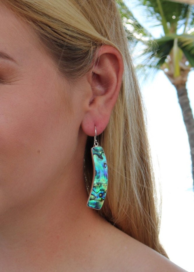 Zen Earrings | Paua Abalone Shell | Sterling Silver | Gift | Jewelry | Handmade | Unique