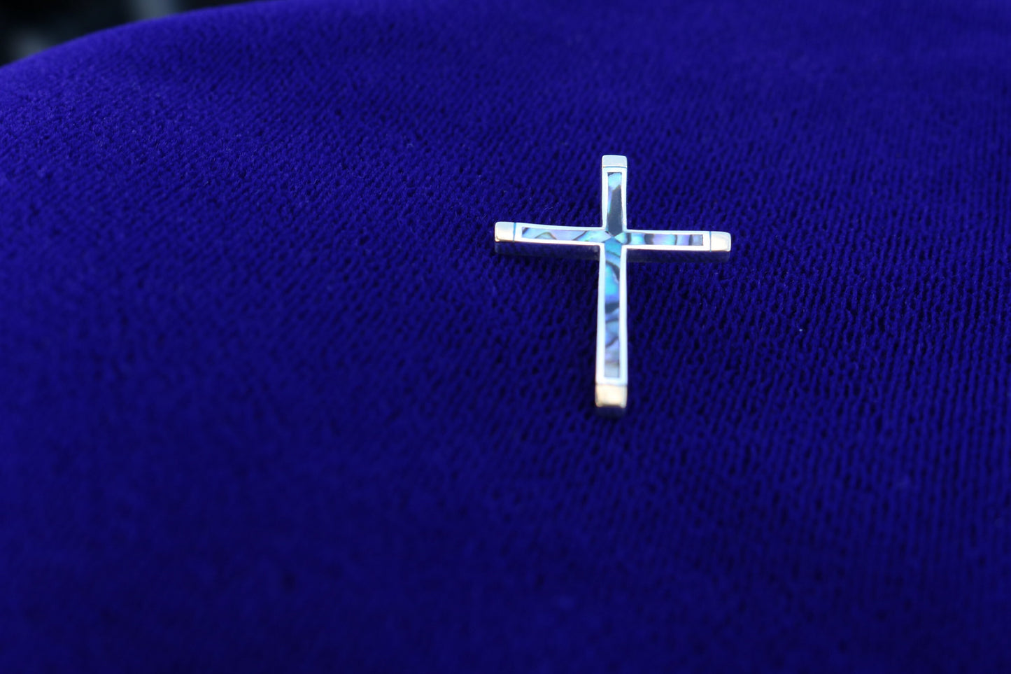 Cross 18k Gold Vermeil Pendant Necklace. Mother of Pearl, Abalone Shell