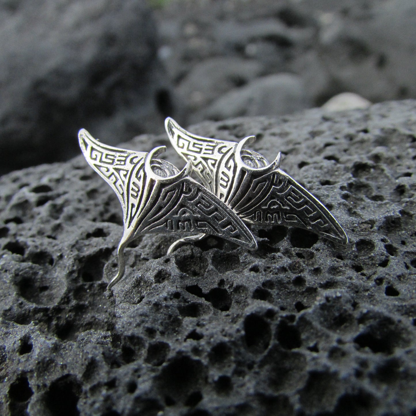 Manta Ray Earrings Studs | Sterling Silver | Ocean | Beach | Gift | Jewelry | Handmade | Unique