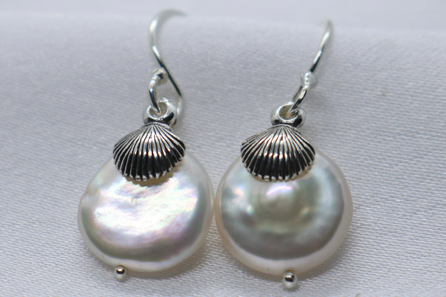 Sea Shell Pearl Silver Earrings Jewelry