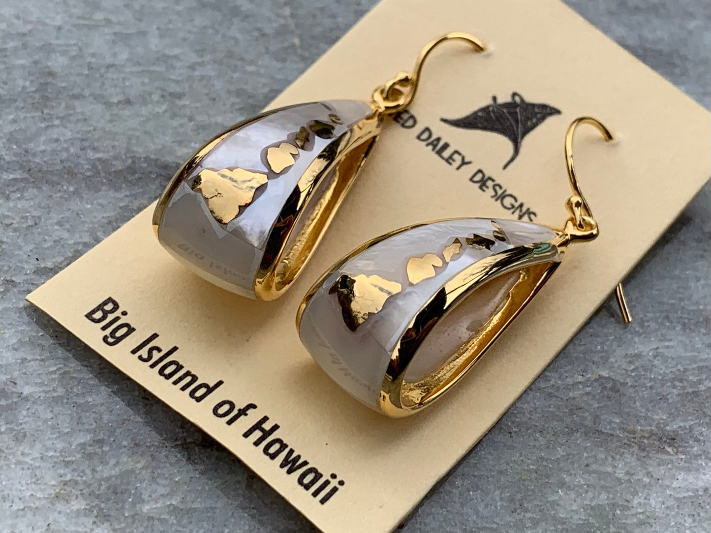 Hawaiian islands hoop earrings. Oahu, Maui, Kauai and Big Island. 18K Gold Vermeil.