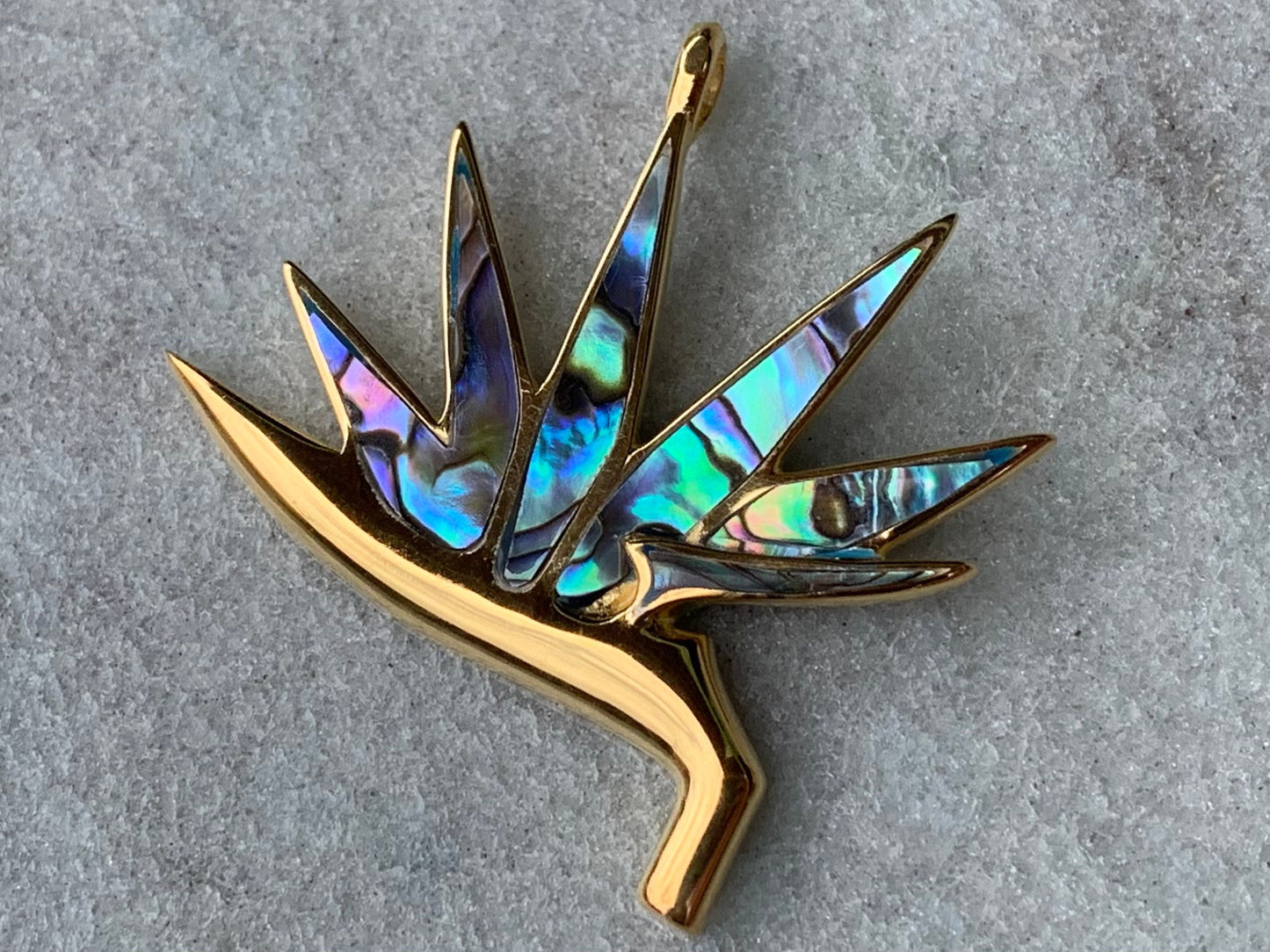 Bird of Paradise Flower 18k Gold Vermeil Necklace Pendant