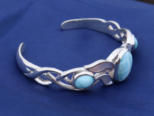 Larimar Bracelet Cuff. Sterling Silver.