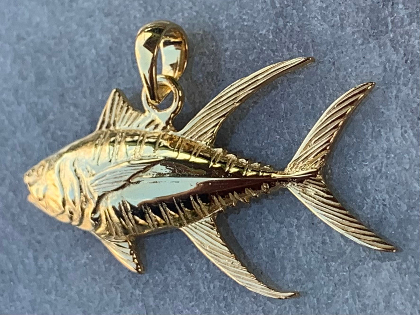 Ahi Tuna Fish Necklace Pendant Necklace. Fisherman Gift. 18k Gold Vermeil.