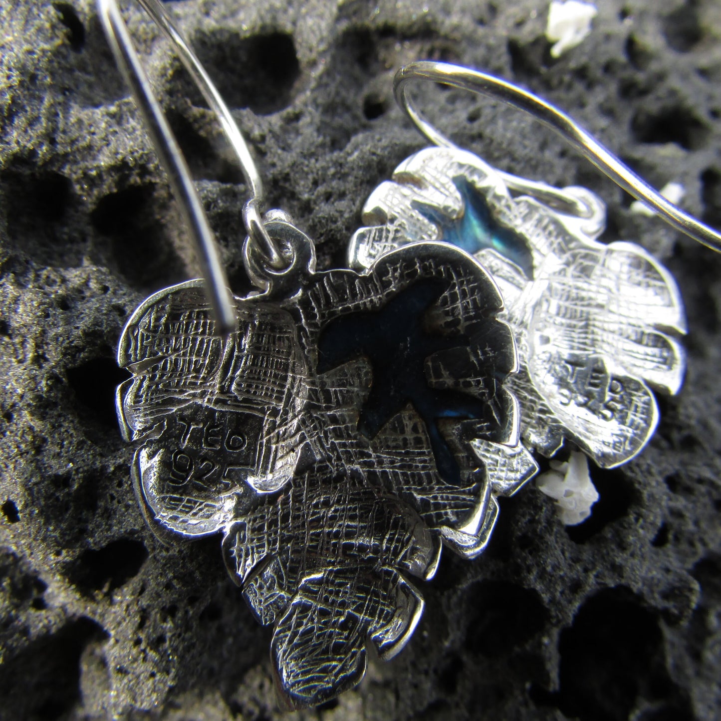 Monstera Leaf Earrings | Paua Shell | Sterling Silver | Ocean | Beach | Gift | Jewelry | Handmade | Unique