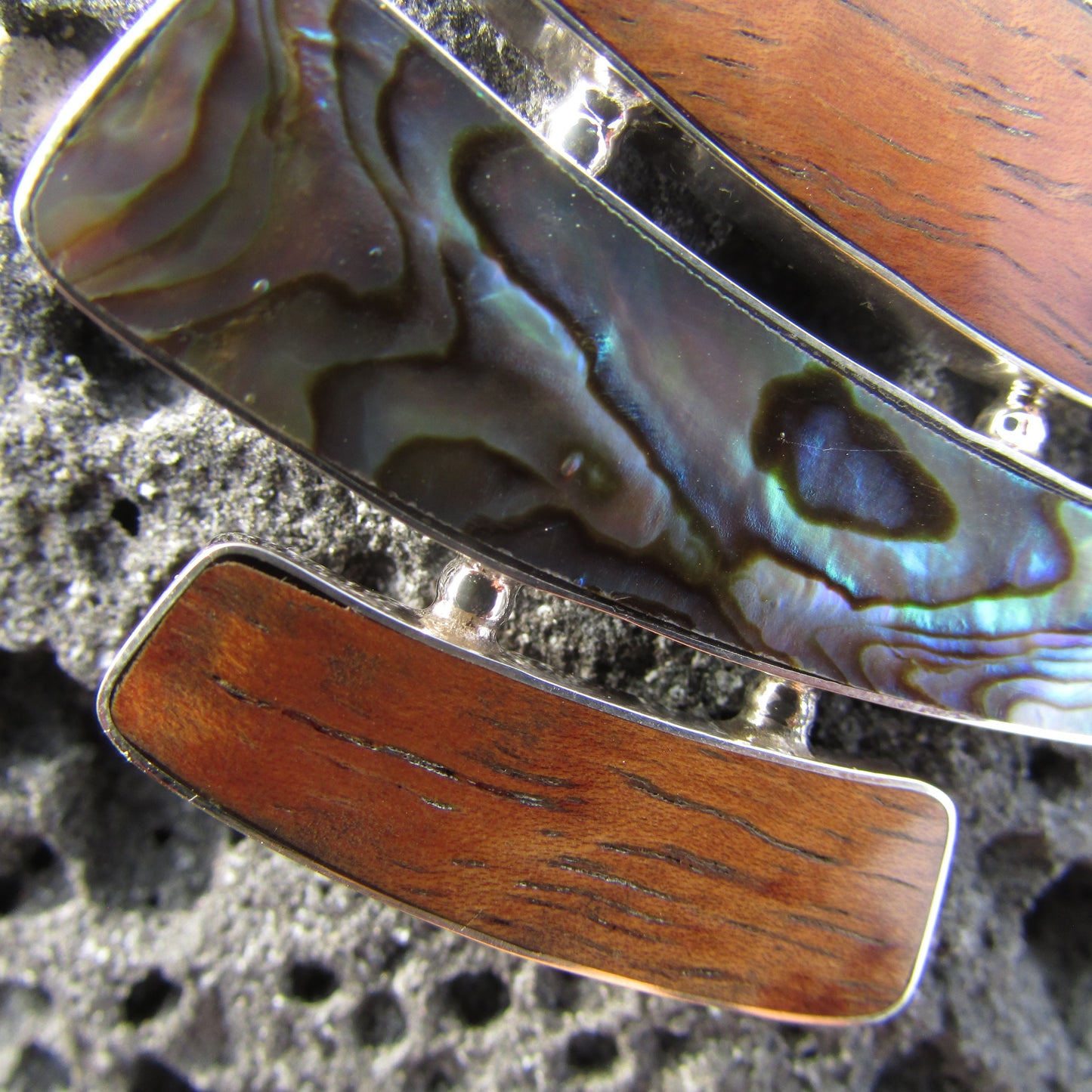 Zen Necklace Pendant | Koa Wood | Abalone Paua Shell | Sterling Silver | Gift | Jewelry | Handmade | Unique