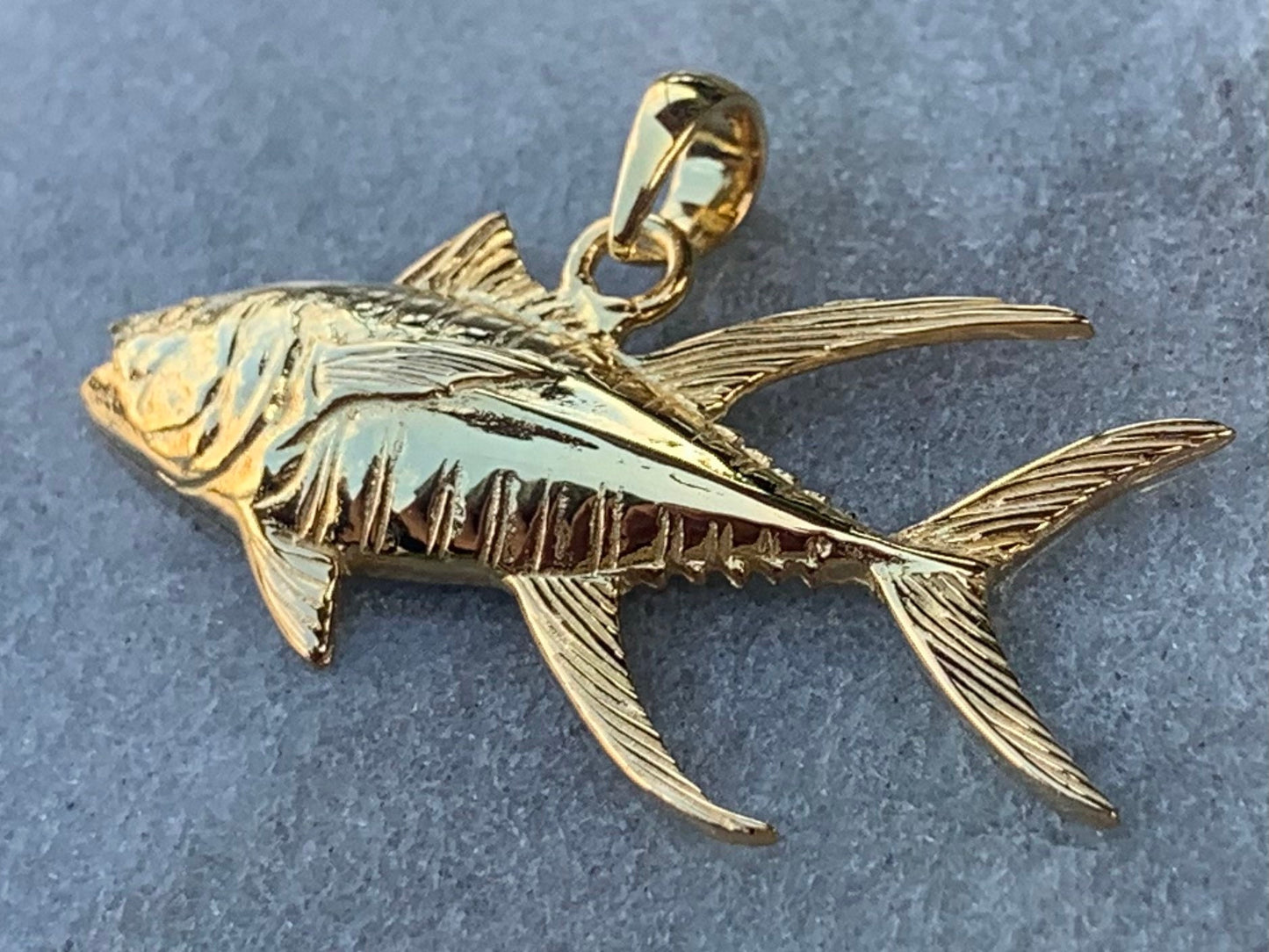 Ahi Tuna Fish Necklace Pendant Necklace. Fisherman Gift. 18k Gold Vermeil.