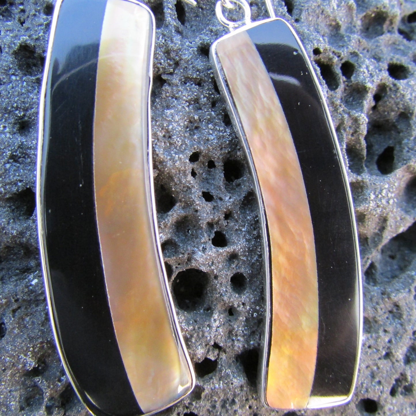 Zen Earrings | Black Ouster Shell | Sterling Silver | Gift | Jewelry | Handmade | Unique