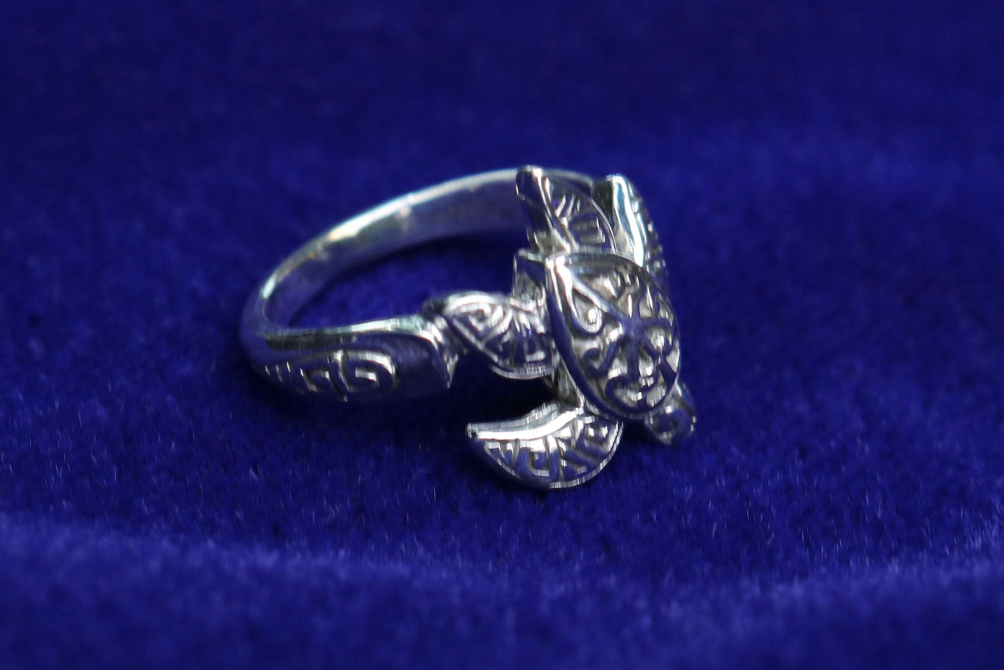 Turtle Ring Tribal Polynesian Hawaiian Tattoo Design Honu. Sterling Silver.