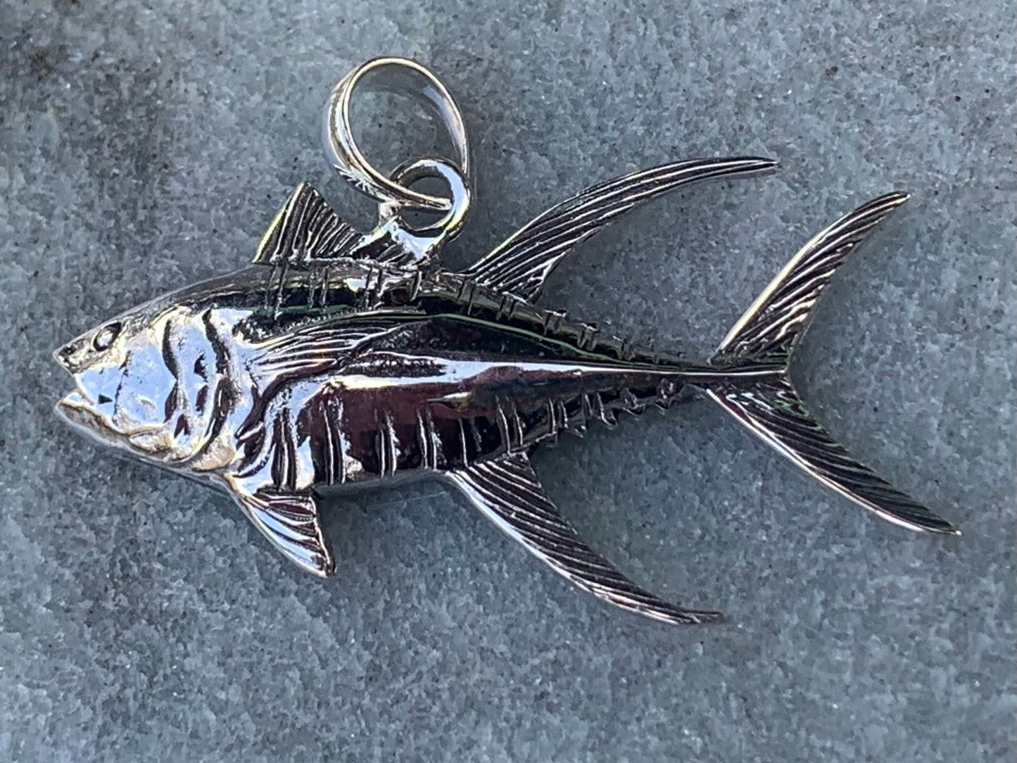 Ahi Tuna Fish Necklace Pendant Necklace. Fisherman Gift. Sterling Silver.
