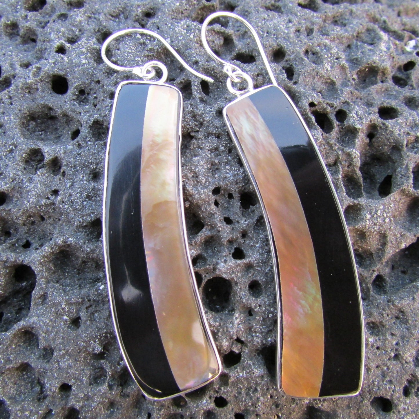 Zen Earrings | Black Ouster Shell | Sterling Silver | Gift | Jewelry | Handmade | Unique