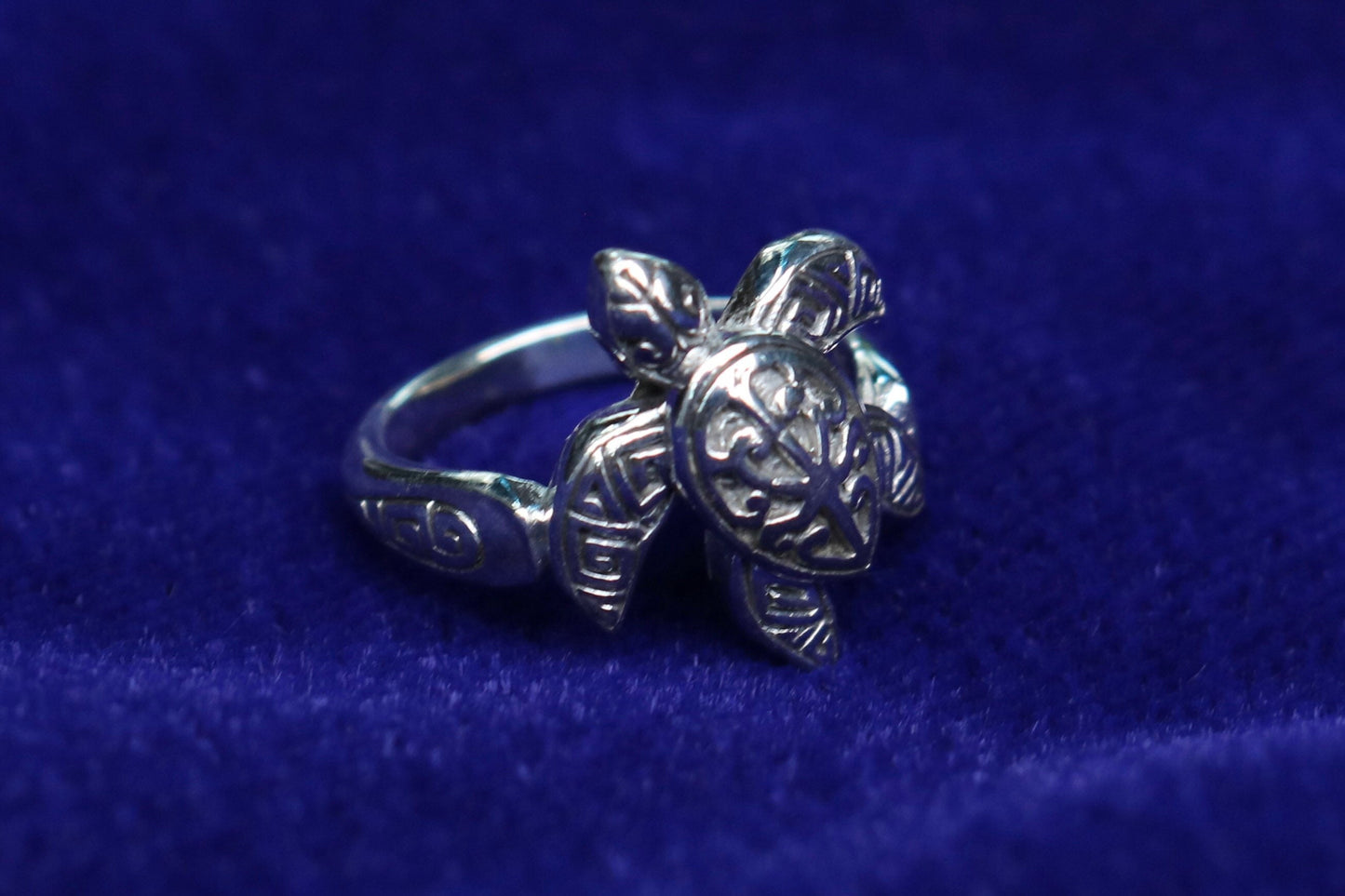 Turtle Ring Tribal Polynesian Hawaiian Tattoo Design Honu. Sterling Silver.