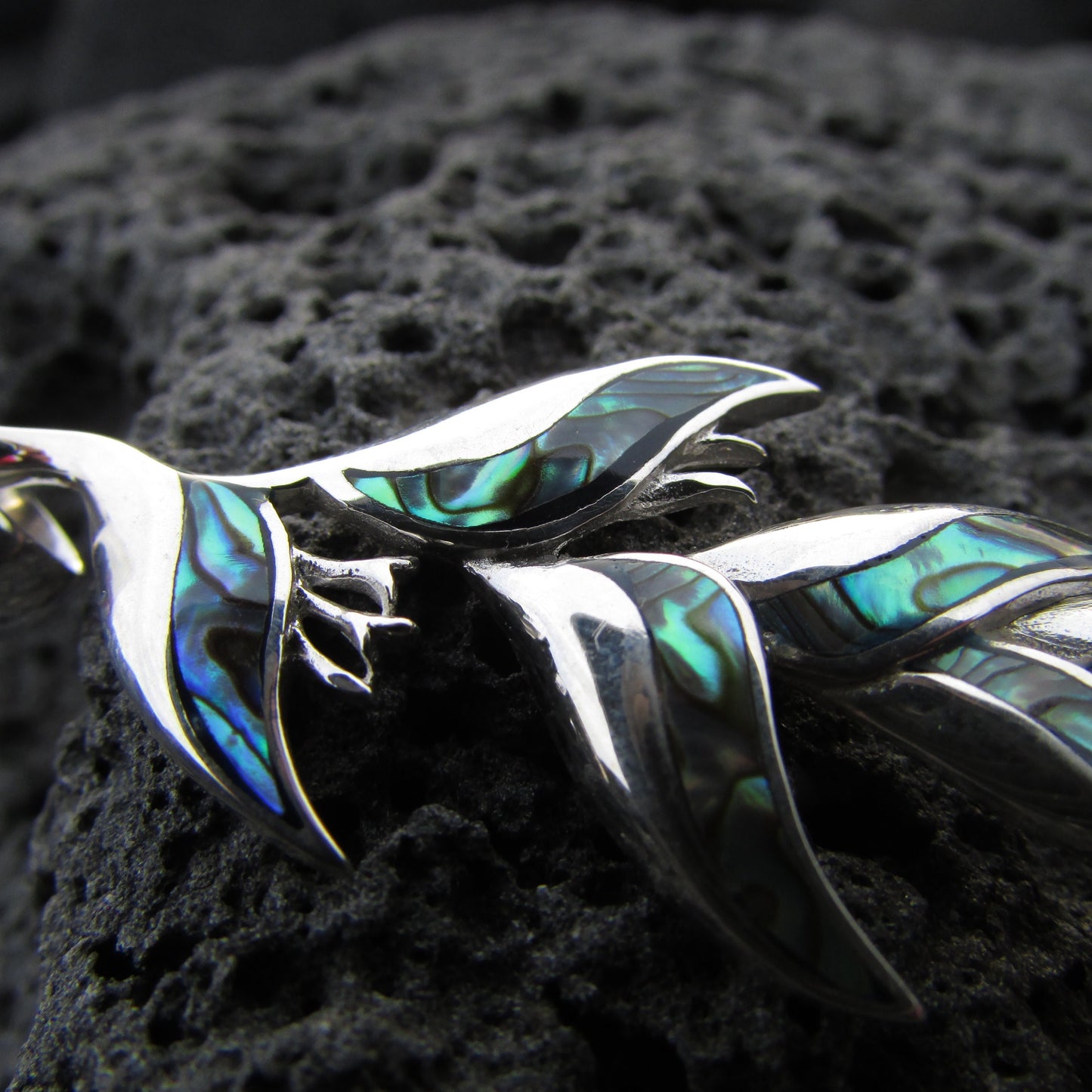 Heliconia Flower Necklace Pendant | Paua Abalone Shell | Sterling Silver | Ocean | Beach | Gift | Jewelry | Handmade | Unique