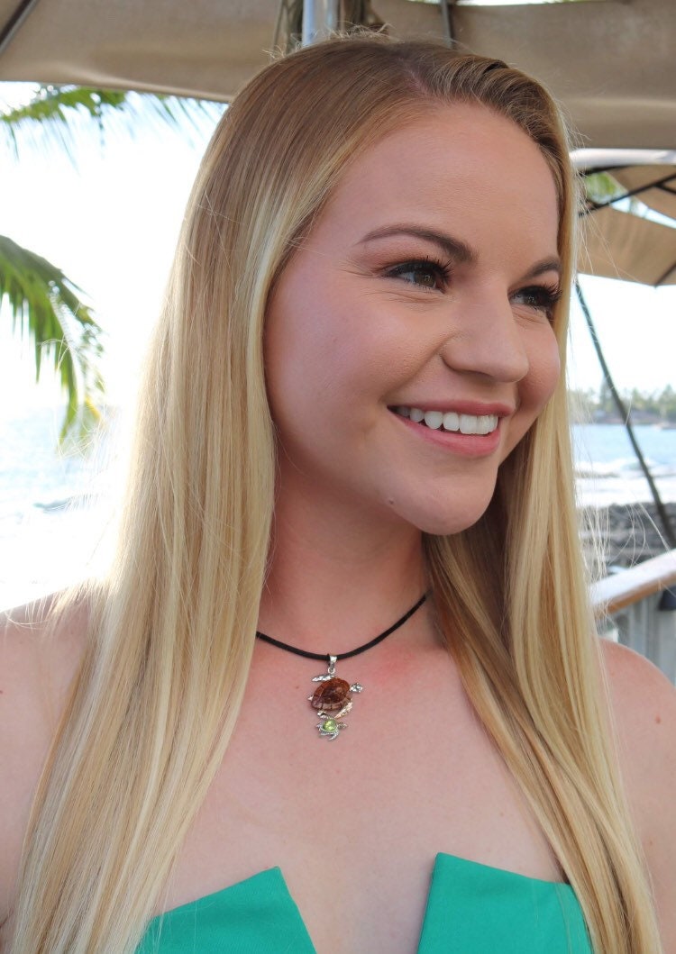 Sea Turtle Necklace Pendant | Koa Wood | Peridot | Sterling Silver | Ocean | Beach | Gift | Jewelry | Handmade | Unique