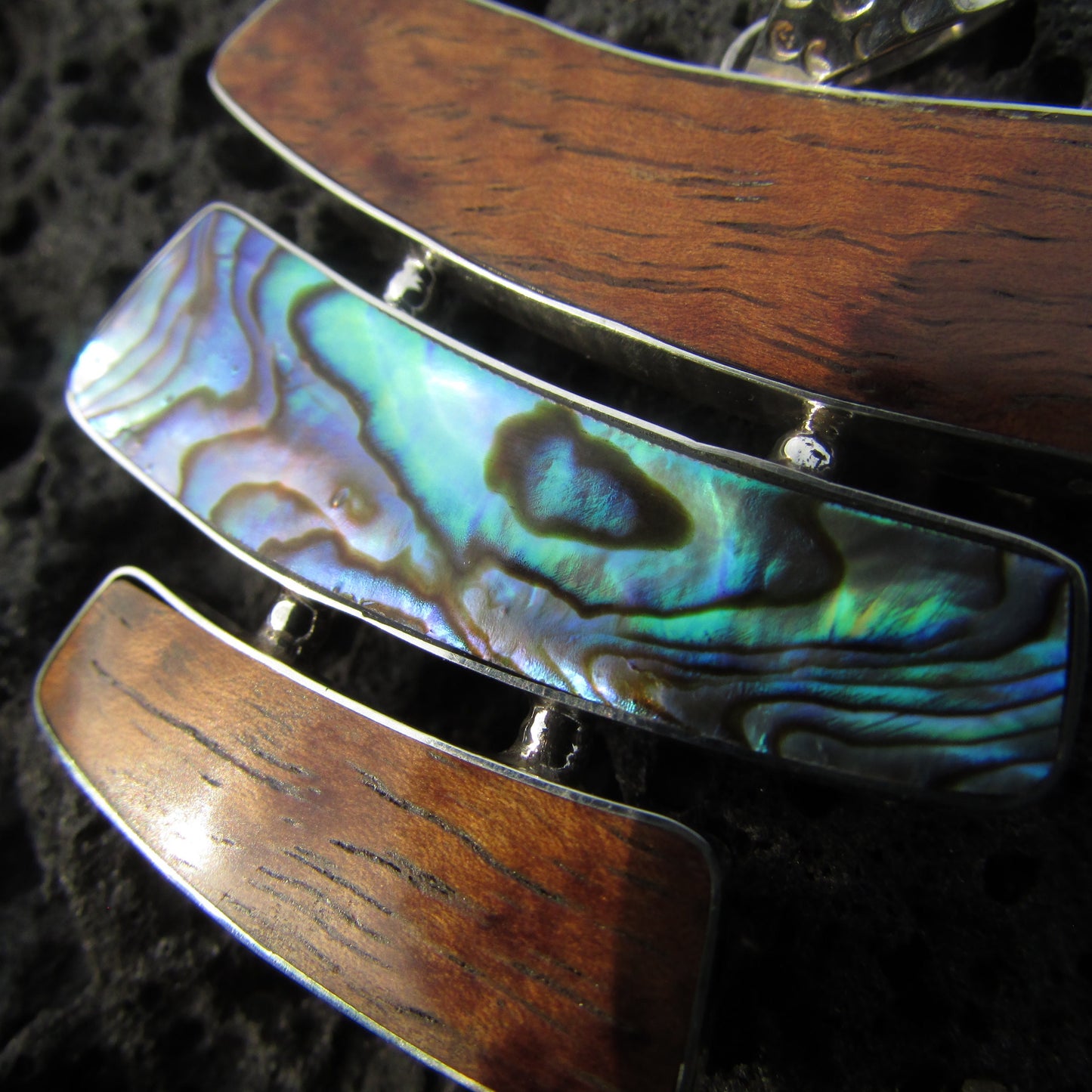 Zen Necklace Pendant | Koa Wood | Abalone Paua Shell | Sterling Silver | Gift | Jewelry | Handmade | Unique