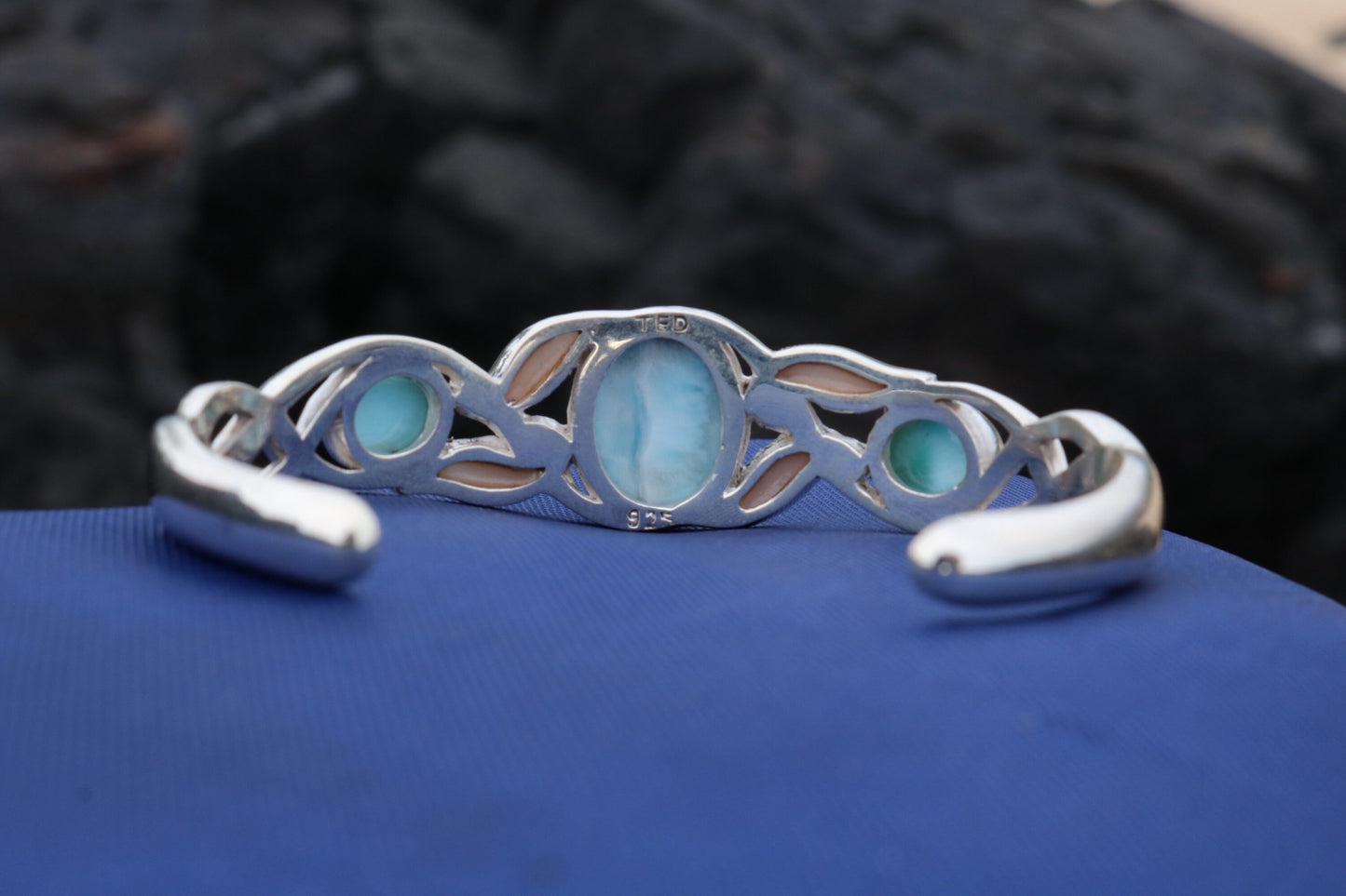Larimar Bracelet Cuff. Sterling Silver.