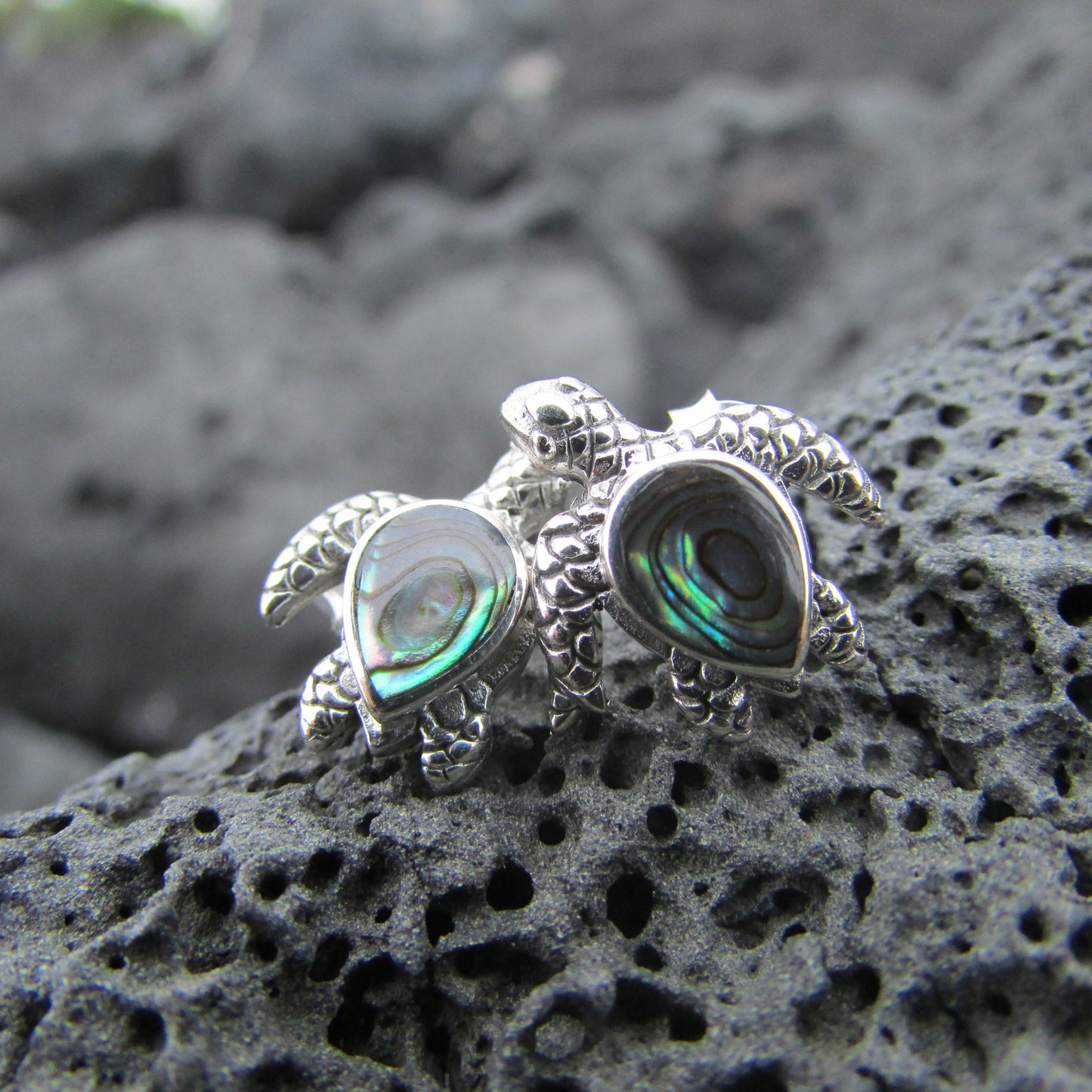 Sea Turtle Stud Earrings | Abalone  Paua Shell | Ocean | Beach | Gift | Jewelry | Handmade | Unique | Sterling Silver