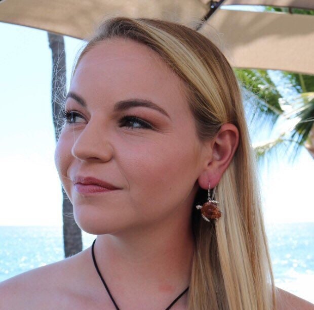 Sea Turtle Earrings Large | Koa Wood | Sterling Silver | Ocean | Beach | Gift | Jewelry | Handmade | Unique