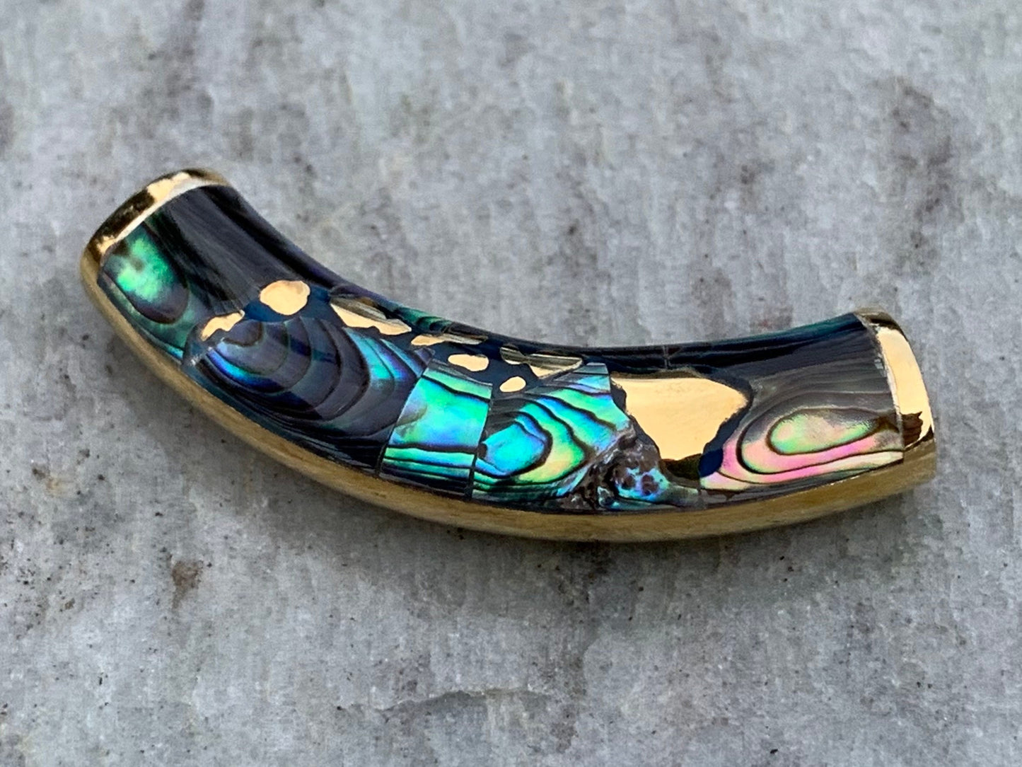 Hawaiian Islands Slider Bar Pendant Necklace. Oahu, Maui, Kauai, Big Island. Gold Vermeil, Abalone Shell.