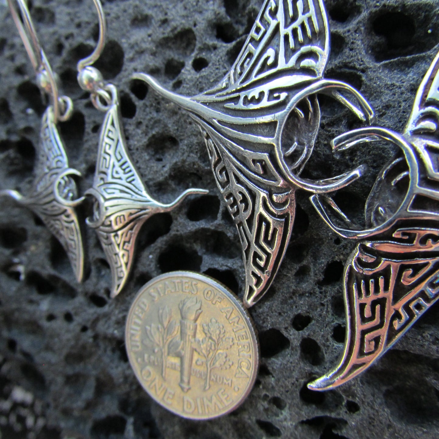 Manta Ray Earrings | Sterling Silver | Ocean | Beach | Gift | Jewelry | Handmade | Unique