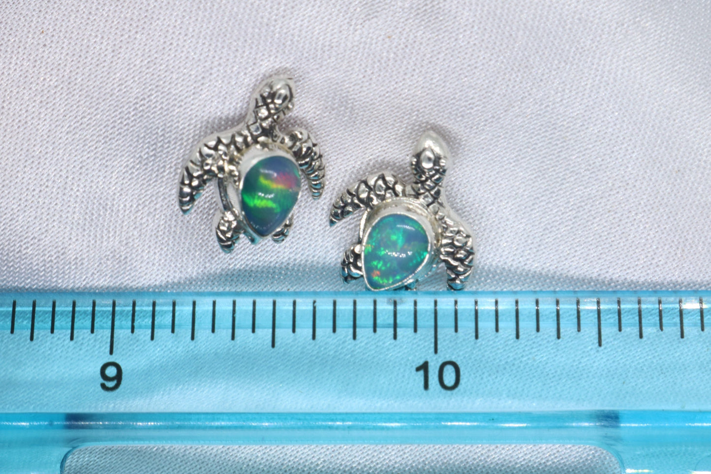 Opal Turtles Hawaiian Honu Silver Mother of Pearl Stud Earrings