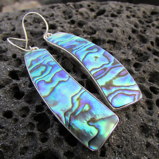 Zen Earrings | Paua Abalone Shell | Sterling Silver | Gift | Jewelry | Handmade | Unique