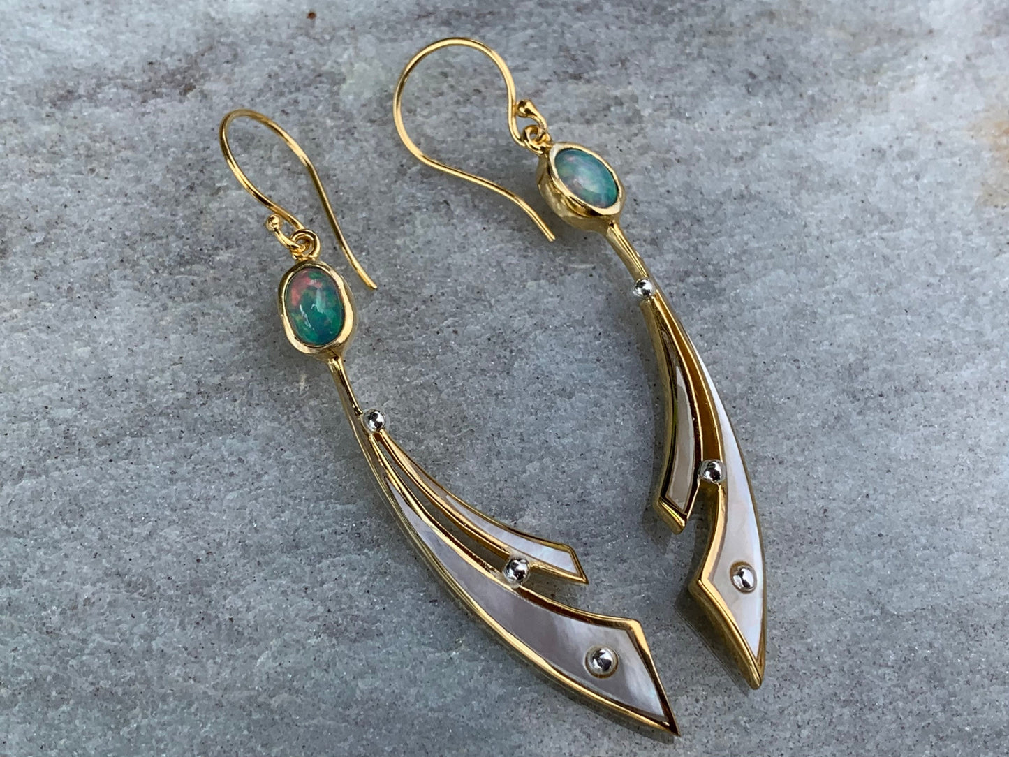 Opal Wave 18k Gold Vermeil Earrings